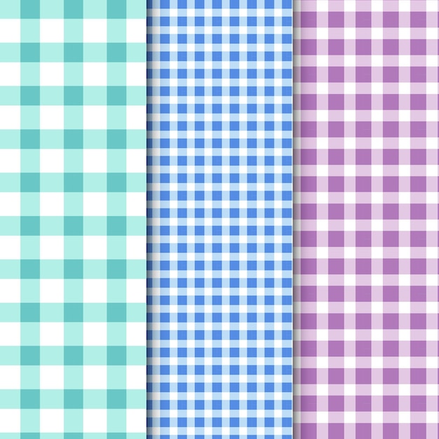 Free vector pastel gingham pattern collection