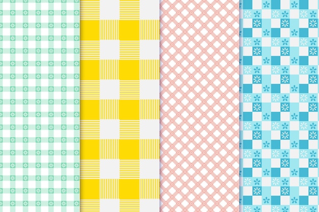 Free vector pastel gingham pattern collection