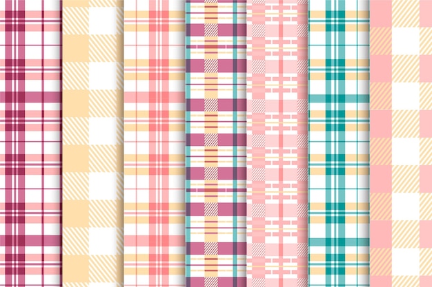 Free vector pastel gingham pattern collection