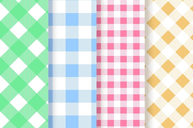Free vector pastel gingham pattern collection