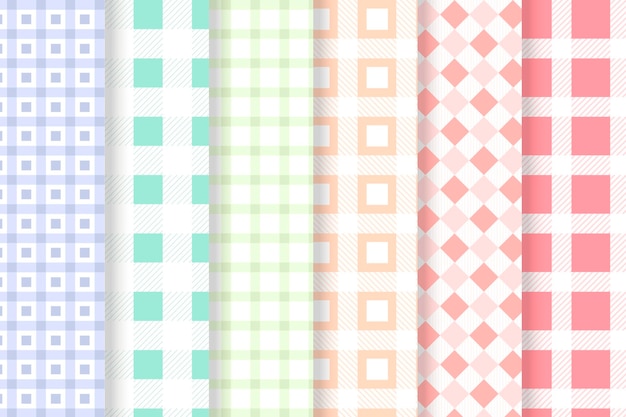 Free vector pastel gingham pattern collection