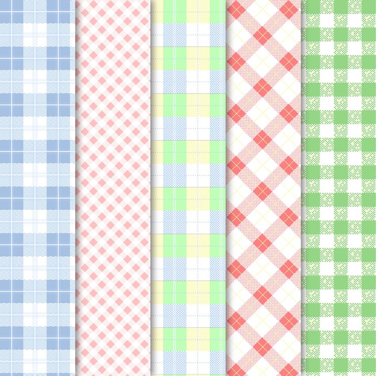 Free Vector pastel gingham pattern collection