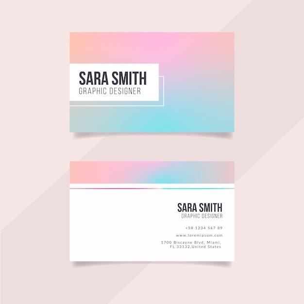 Pastel gradient business card template