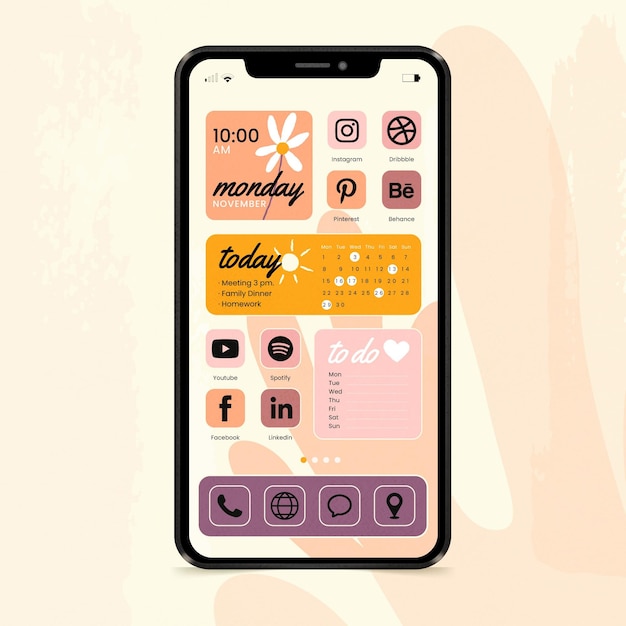 Pastel home screen interface