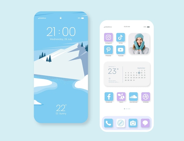 Pastel home screen interface
