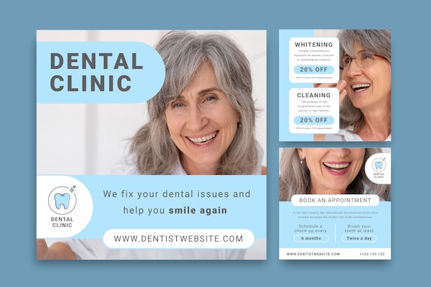 Free vector pastel linear dental clinic instagram post template