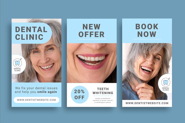 pastel linear dental clinic instagram story template