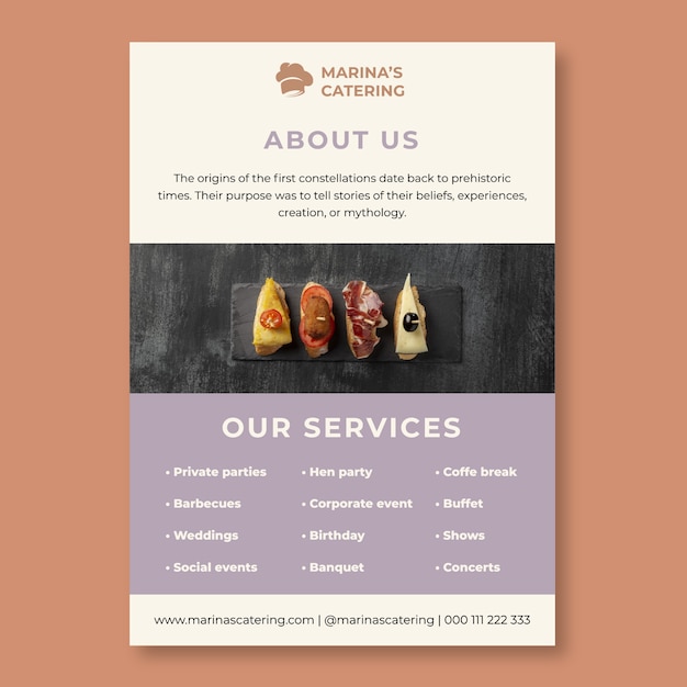 Pastel marina's catering flyer