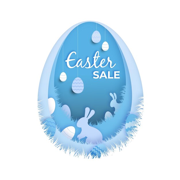 Free Vector pastel monochrome easter sale illustration in paper style