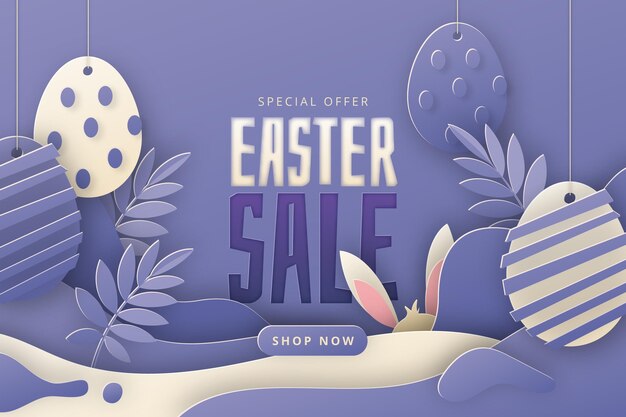 Pastel monochrome easter sale illustration in paper style