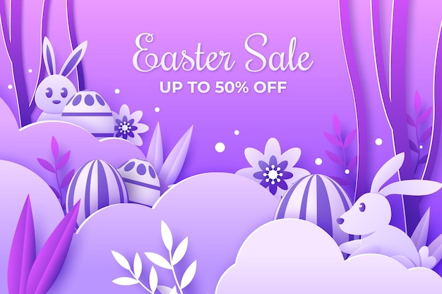 Pastel monochrome easter sale illustration in paper style