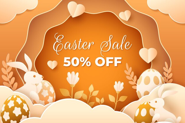 Pastel monochrome easter sale illustration in paper style