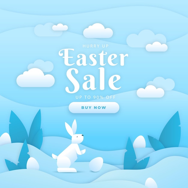 Free vector pastel monochrome easter sale illustration in paper style