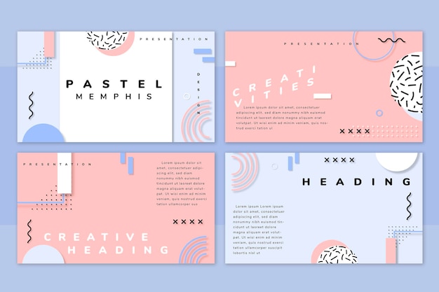 Pastel neo memphis presentation template pack