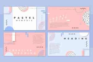 Free vector pastel neo memphis presentation template pack