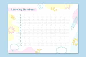 Free vector pastel number tracing worksheet