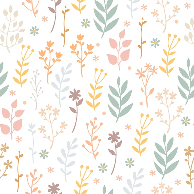 Pastel pattern with plants