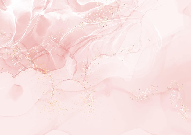 Free vector pastel pink elegant alcohol ink design with gold glitter elements