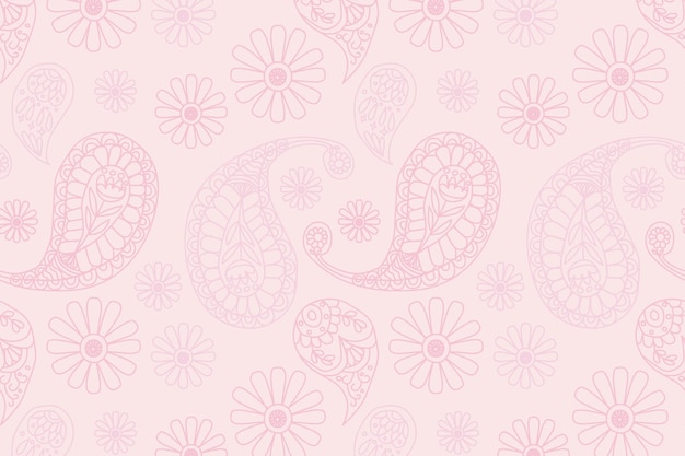 Pastel pink  indian paisley pattern background