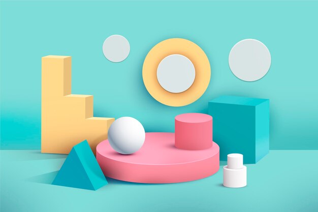 3D エフェクトのパステルポディウム
