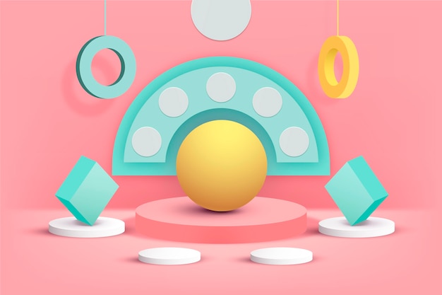 Pastel podium in 3d effect