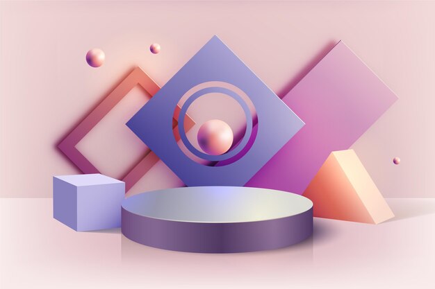 Pastel podium in 3d effect