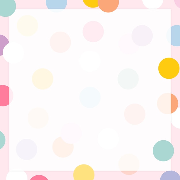 Free vector pastel polka dot frame vector in cute pastel pattern