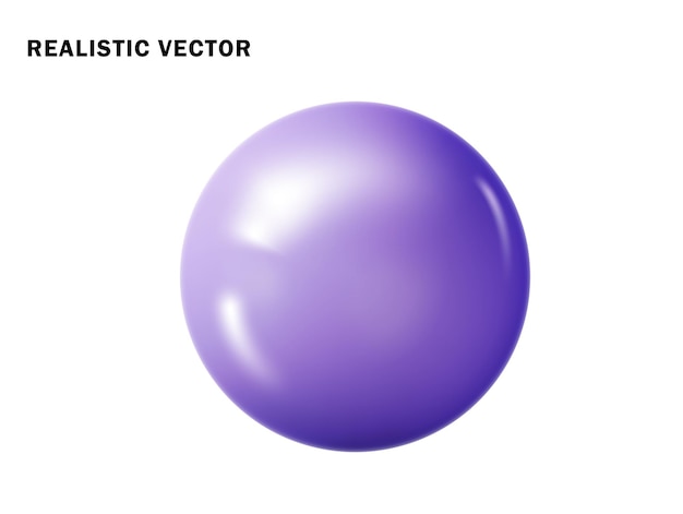 Free vector pastel purple ball realistic glossy 3d sphere ball isolated geometric figure of round sphere