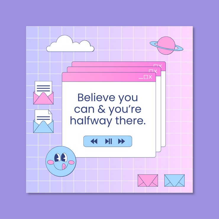Free Vector pastel retro screen instagram post template