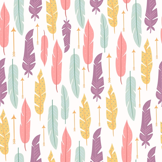 pastel seamless pattern with feathers