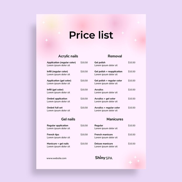 Pastel shiny professional nails care price list