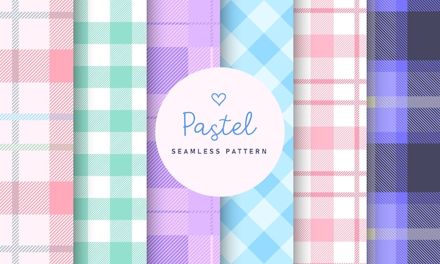 Pastel tartan check plaid seamless pattern collection