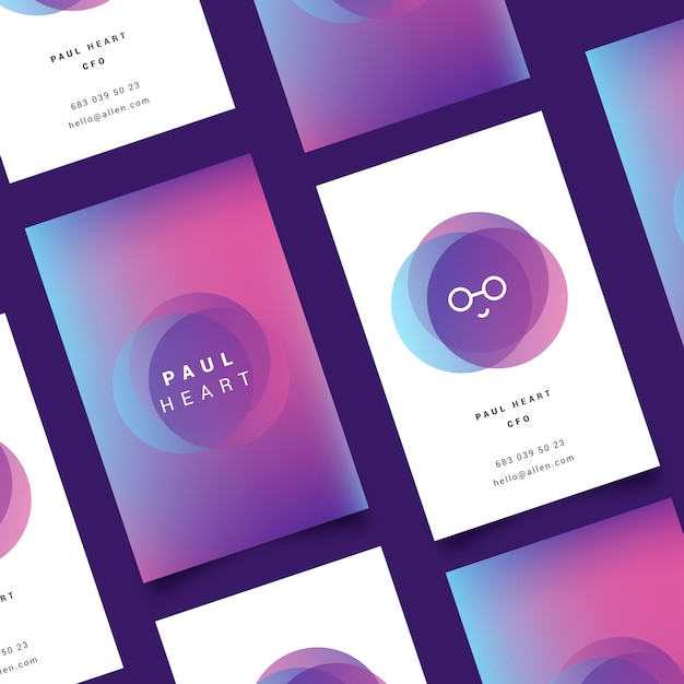 Free vector pastel template for gradient business cards