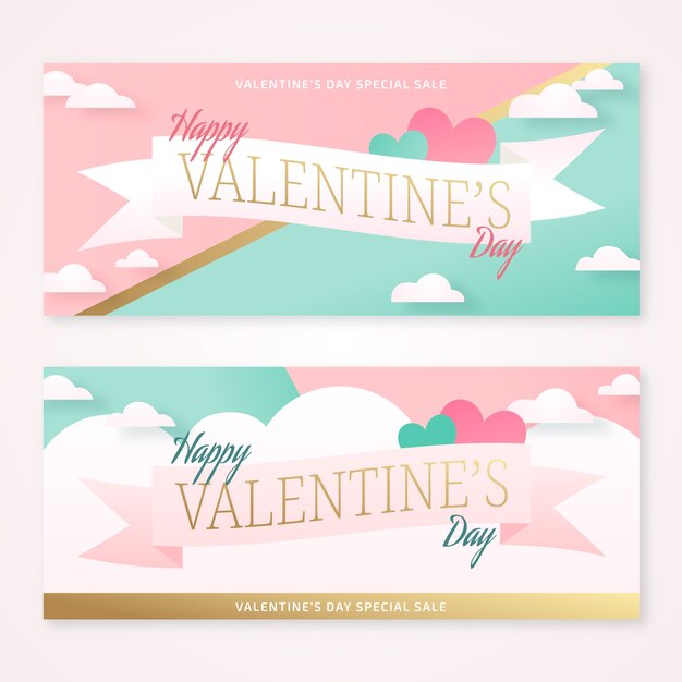 Pastel valentine's day banners