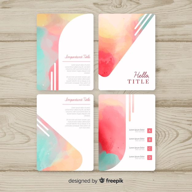 Free vector pastel watercolor brochure template collection