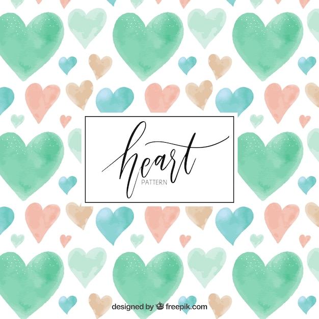 Pastel watercolor hearts pattern