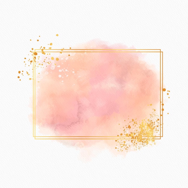 Free vector pastel watercolor with golden frame