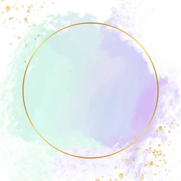 Free vector pastel watercolor with golden frame