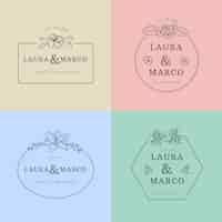 Free vector pastel wedding monograms