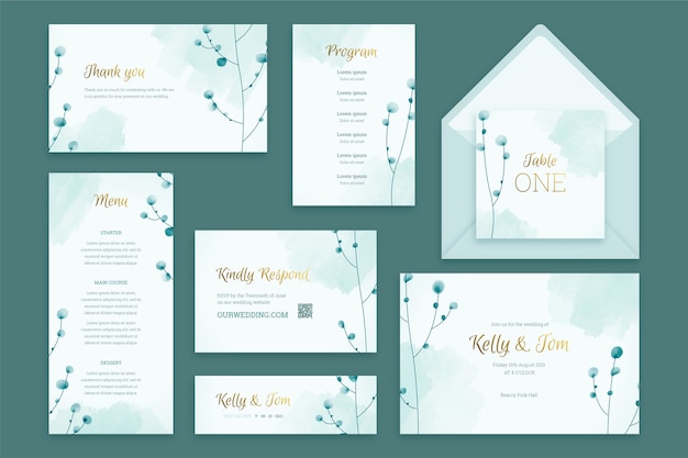 Pastel wedding stationery template