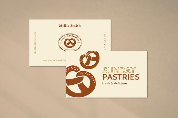 Free vector pastries business card template vector in cream color with frosting texture