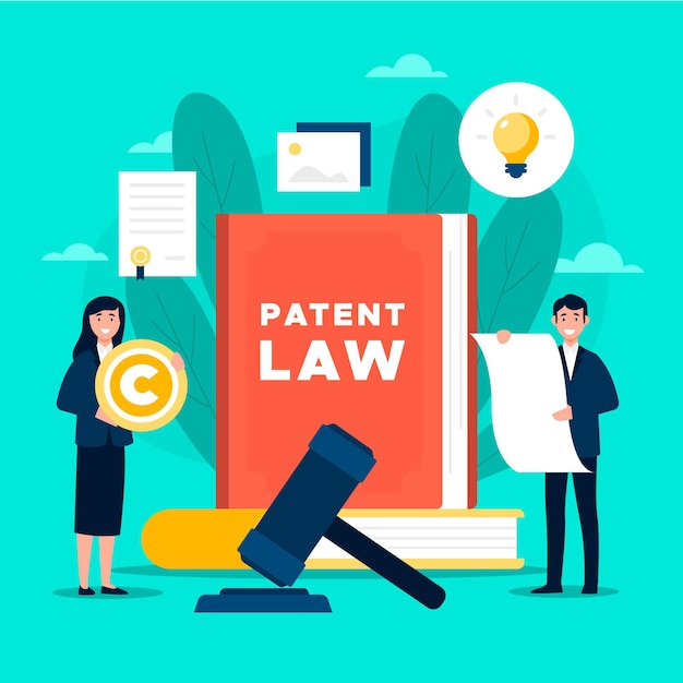 Free vector patent law people and book