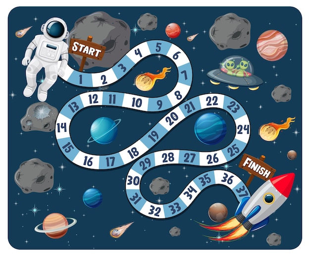 免费矢量路径棋盘游戏在星系的主题