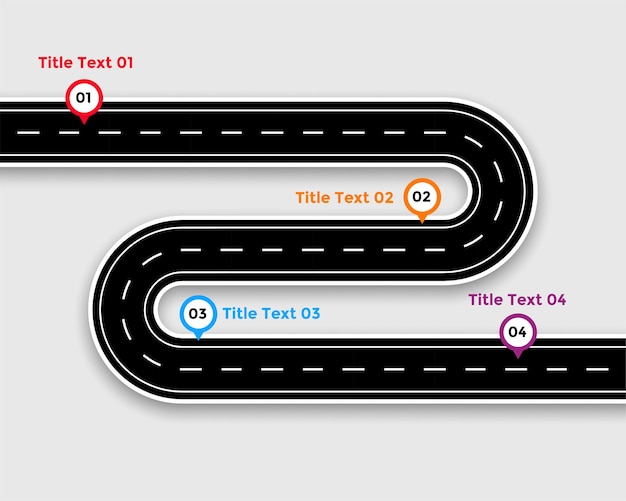 Pathway infographic template with winding road