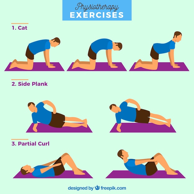 Patient doing different physiotherapy exercises