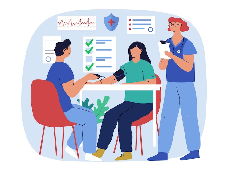 Free Vector patient taking a medical examination illustrated
