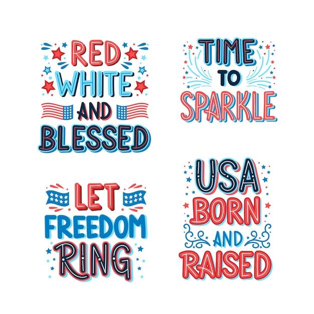 Free vector patriotic usa lettering set