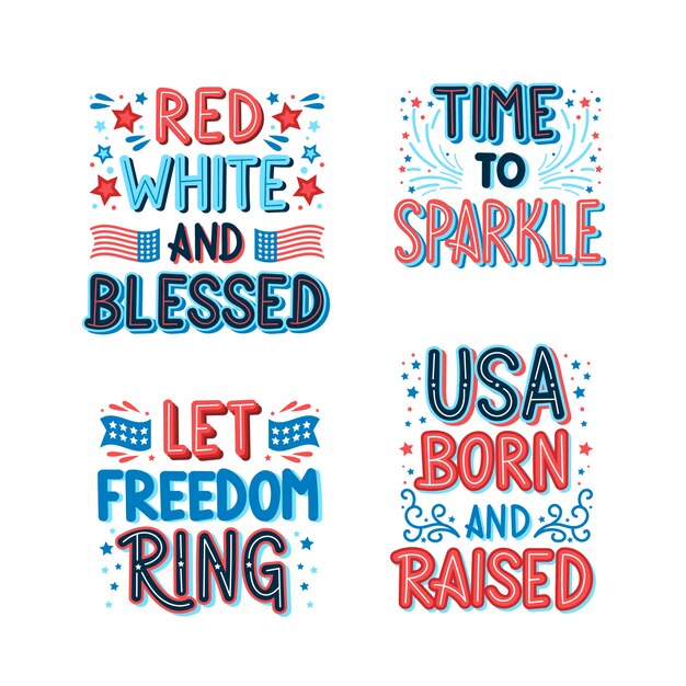 Patriotic usa lettering set