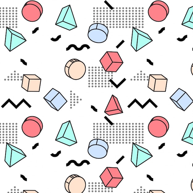 Free vector pattern of abstract shapes memphis