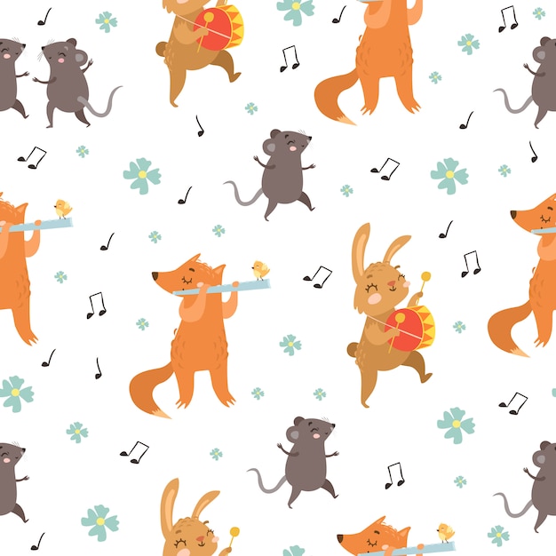 Pattern. animals play musical instruments